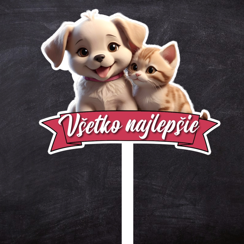 Zápich psík a mačka "Všetko najlepšie"