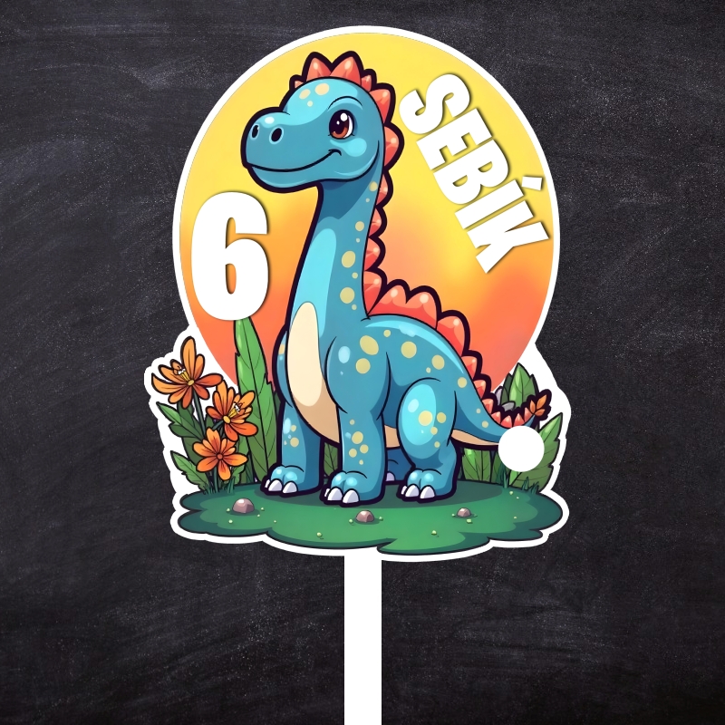 Zápich Dino kreslený s menom a vekom