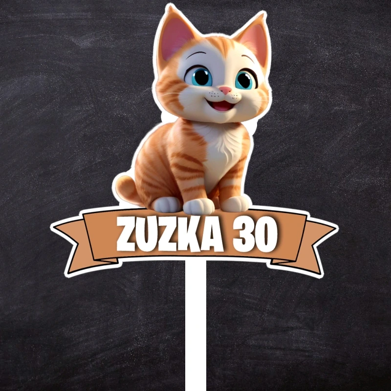 Zápich mačička s menom a vekom