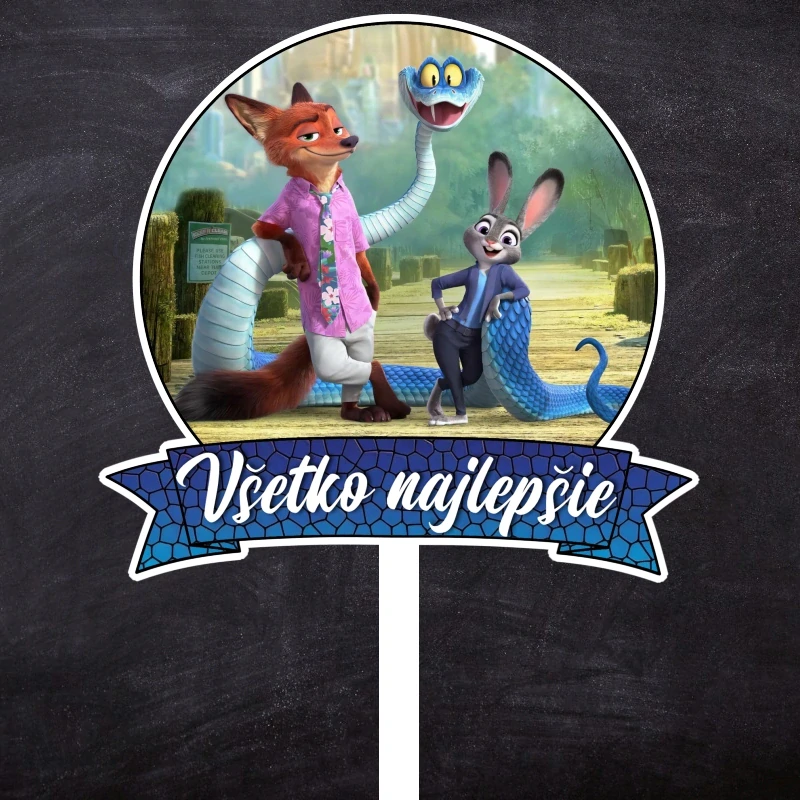 Zápich Zootropolis "Všetko najlepšie" Typ2 - Modrý