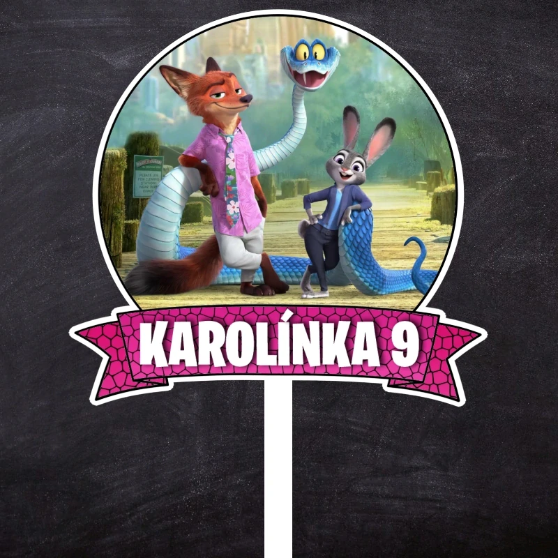 Zápich Zootropolis s menom a vekom Typ2 - Ružový