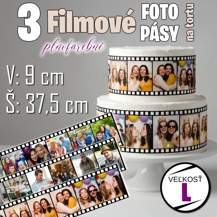 Jedlé fotopásy na tortu – farebné (Veľkosť L)