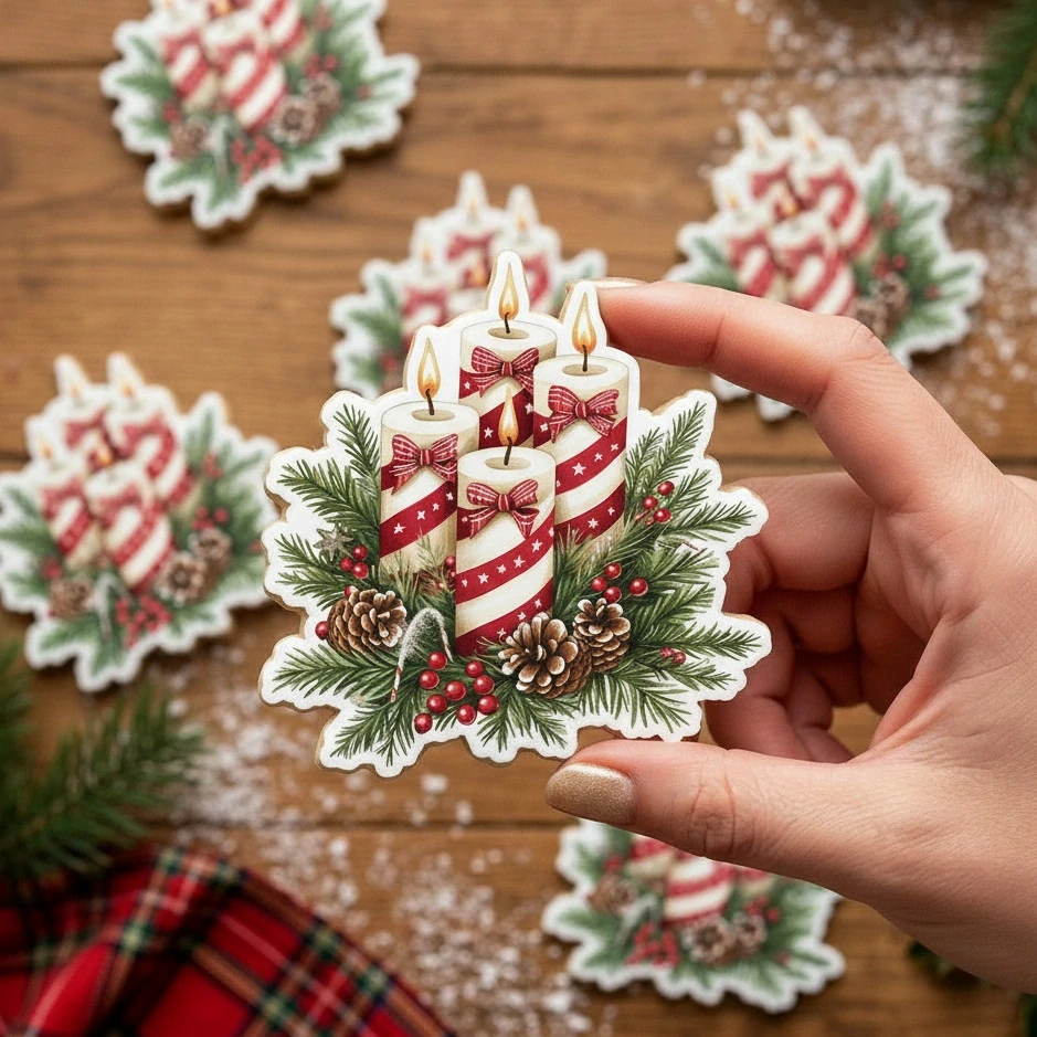Fondánové nálepky s presným vykrajovačom S41 - Adventné sviečky