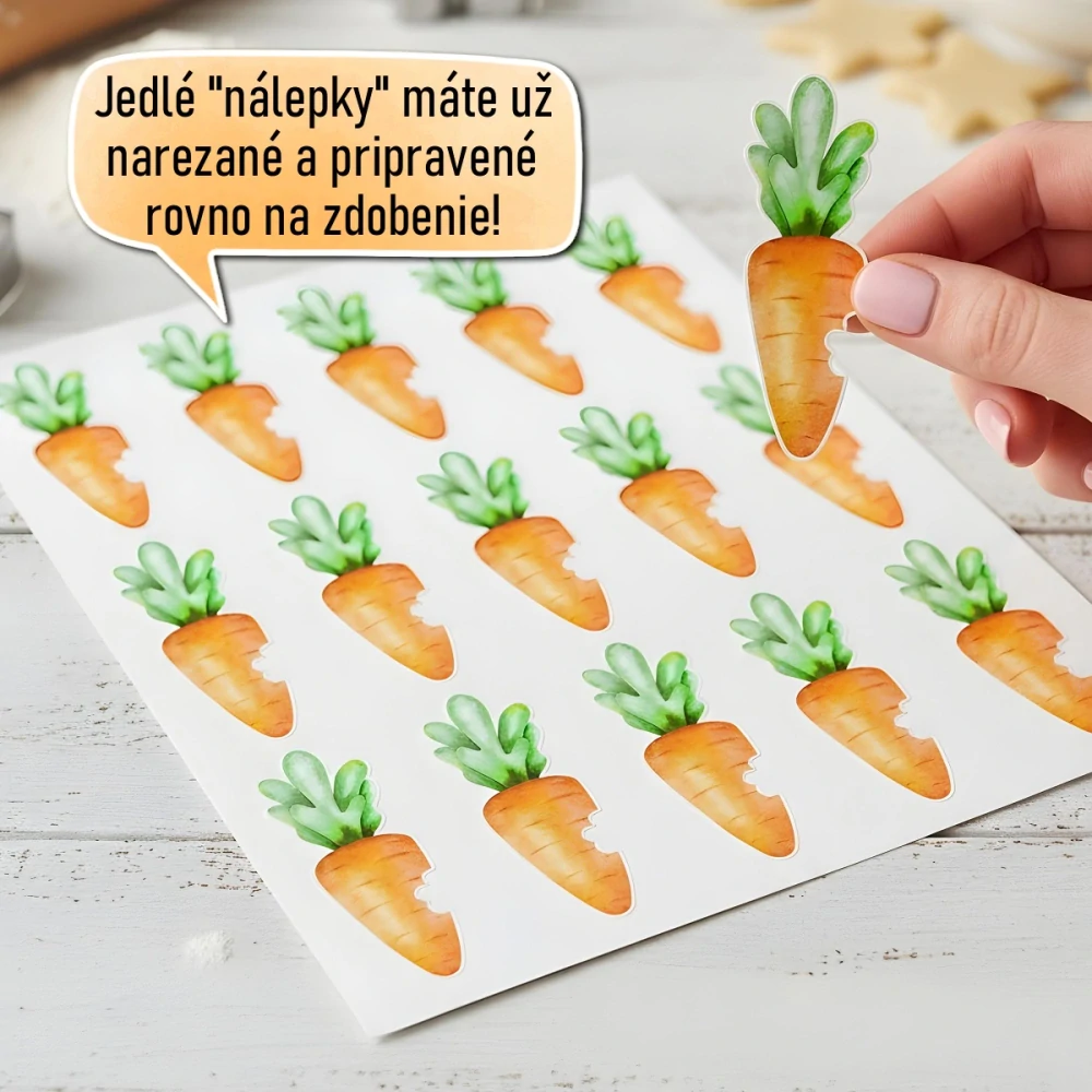 Fondánové nálepky s presným vykrajovačom V01 - Mrkva