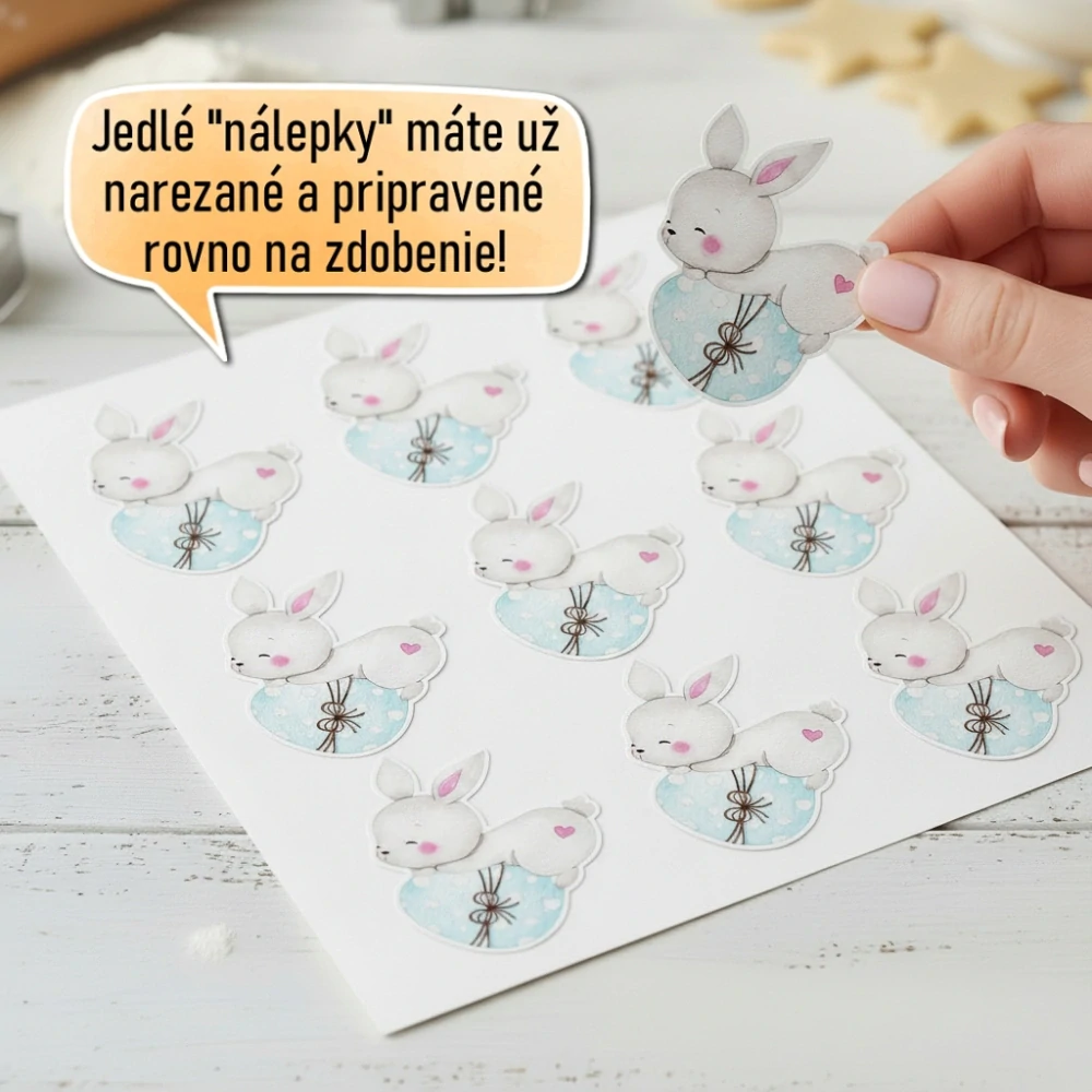 Fondánové nálepky s presným vykrajovačom V15 - Zajko s vajčíkom