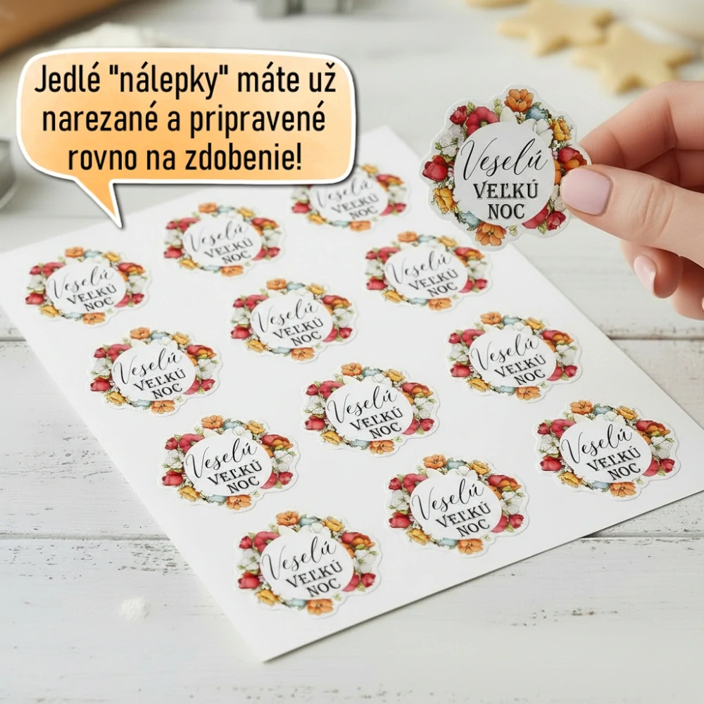 Fondánové nálepky s presným vykrajovačom V21 - Nápis s kvetmi