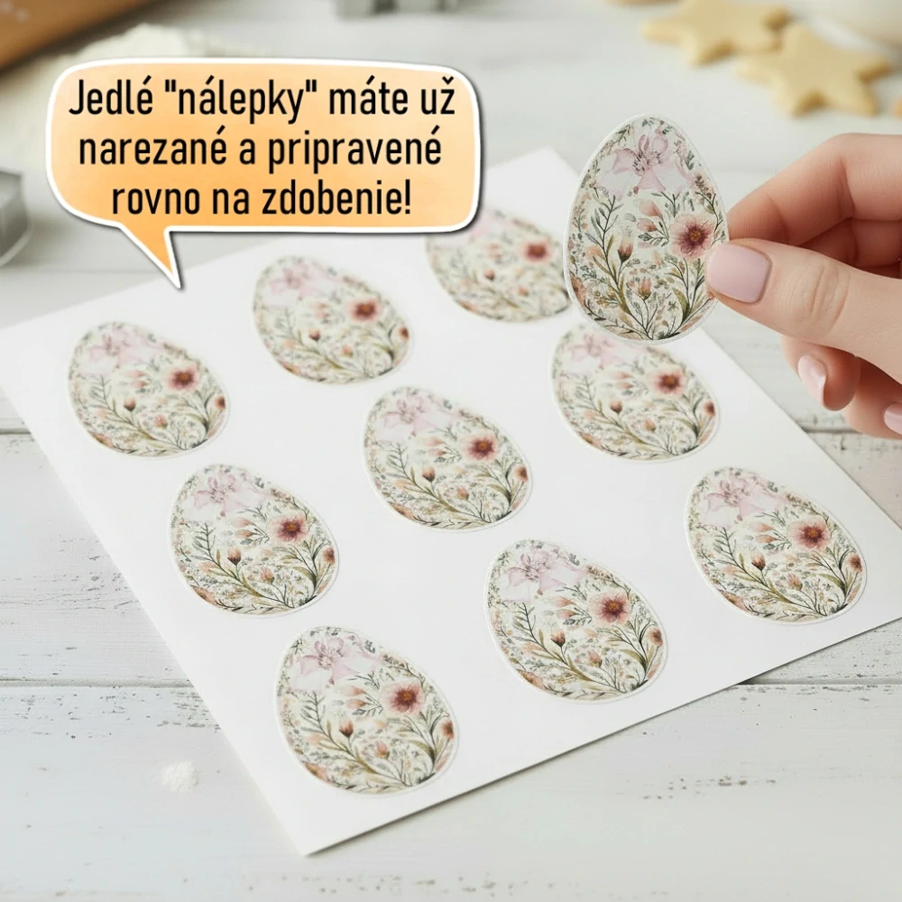 Fondánové nálepky s presným vykrajovačom V24 - Vajíčko s lúkou