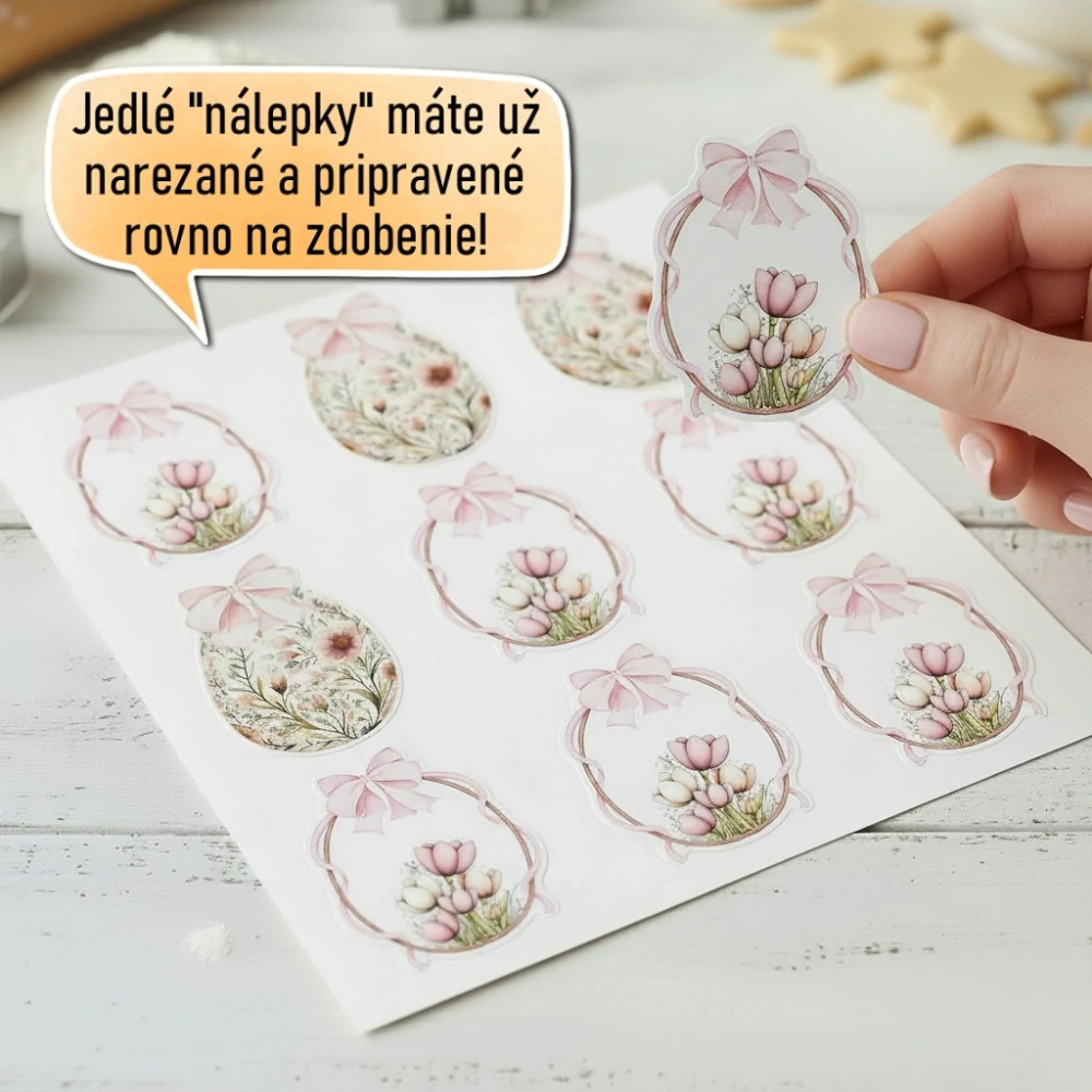 Fondánové nálepky s presným vykrajovačom V27 - Kvety v okienku