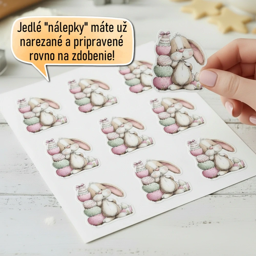 Fondánové nálepky s presným vykrajovačom V29 - Králik a vajíčka
