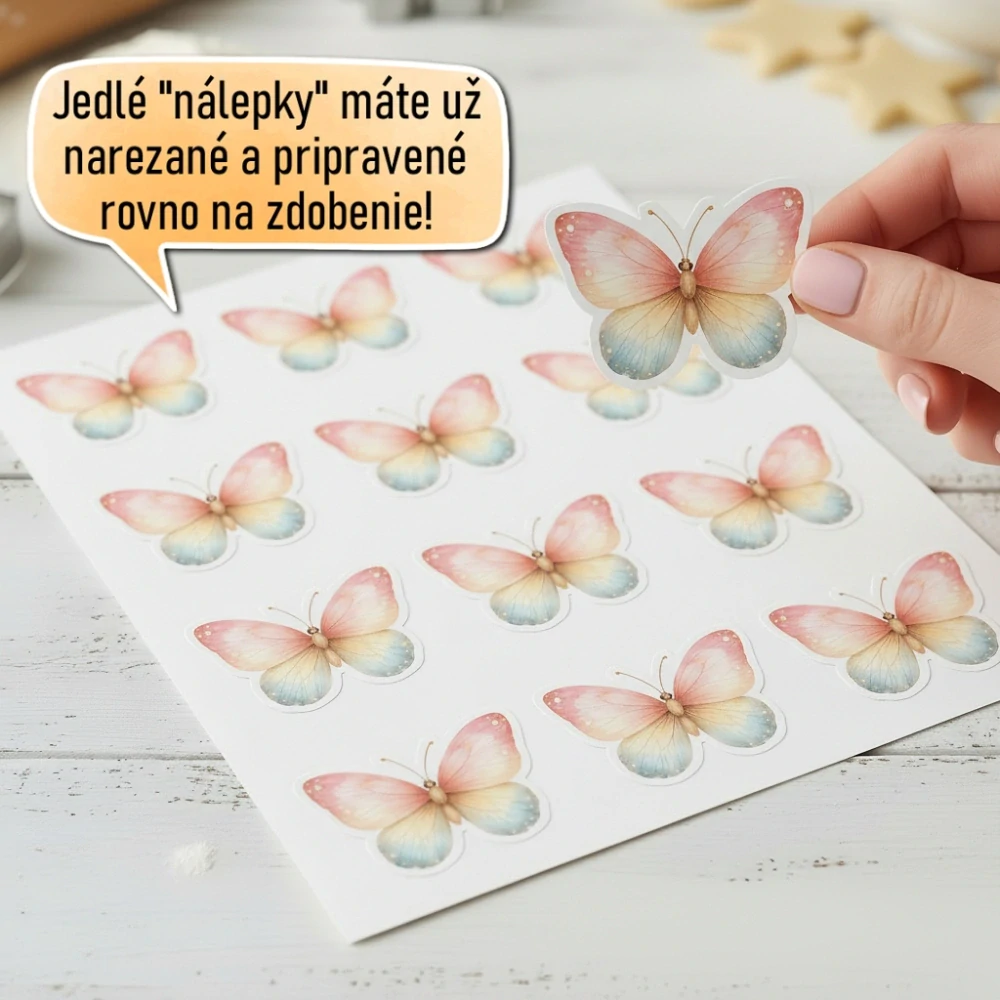 Fondánové nálepky s presným vykrajovačom V34 - Motýľ dúhový