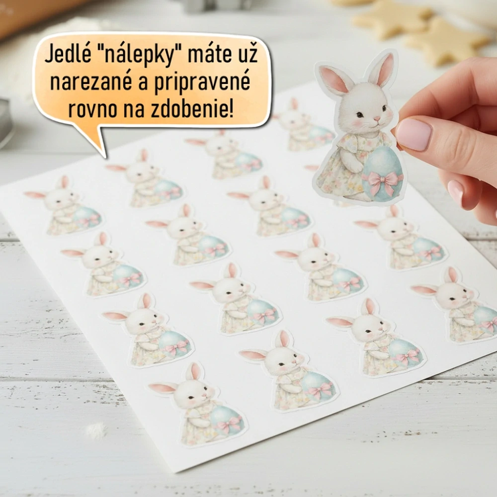 Fondánové nálepky s presným vykrajovačom V36 - Zajko v šatách