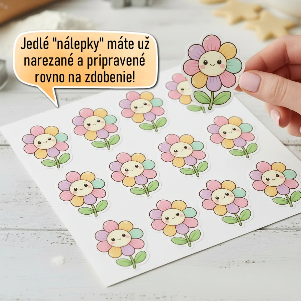 Fondánové nálepky s presným vykrajovačom V38 - Kvet pastelový