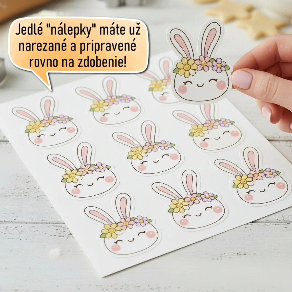 Fondánové nálepky s presným vykrajovačom V39 - Zajko s čelenkou