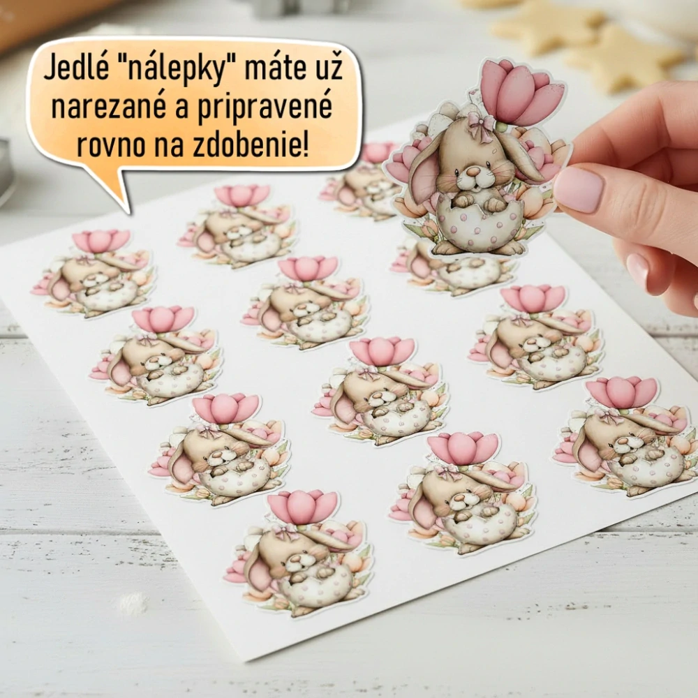 Fondánové nálepky s presným vykrajovačom V44 - Zajko vo vajíčku