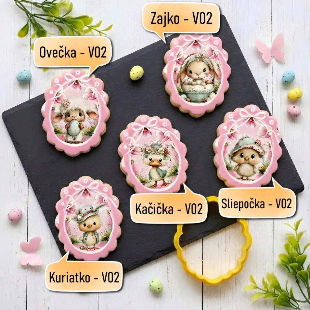 Fondánové nálepky s presným vykrajovačom - Veľkonočný set V02