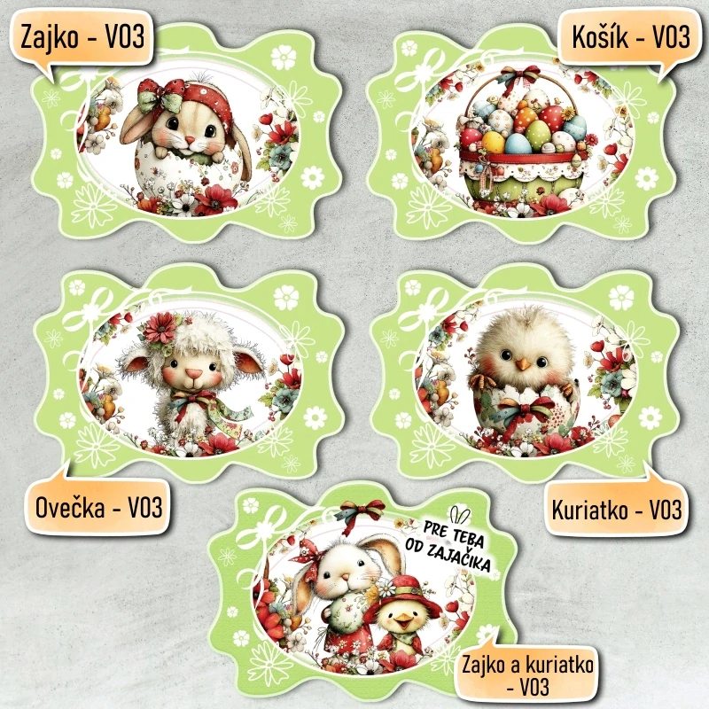 Fondánové nálepky s presným vykrajovačom - Veľkonočný set V03