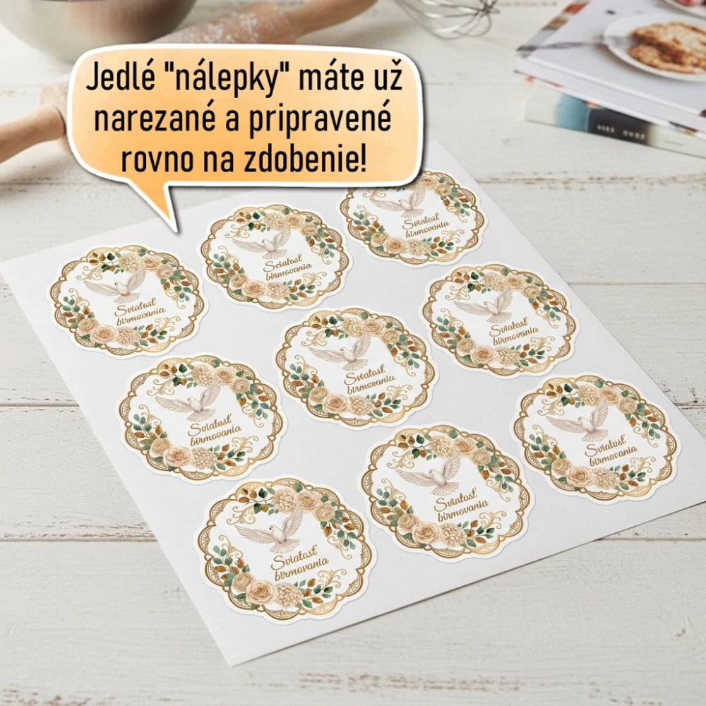 Fondánové nálepky s presným vykrajovačom - Birmovka B01