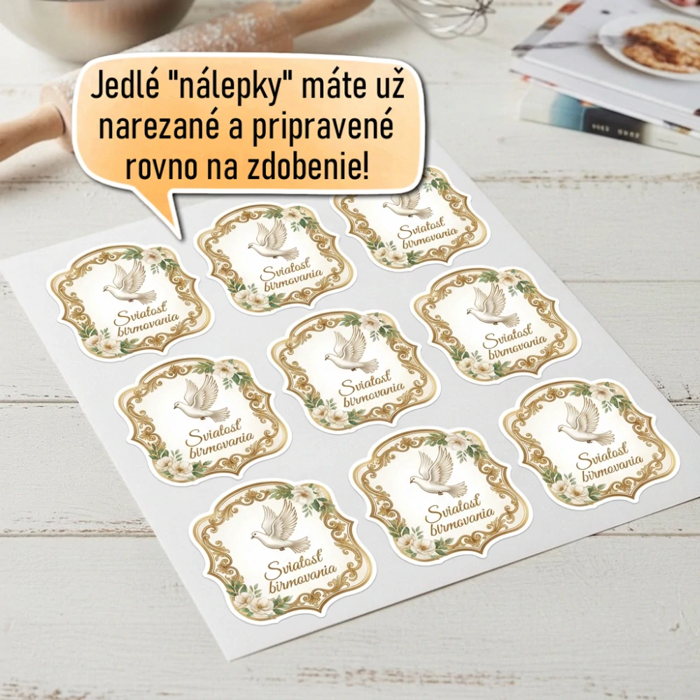 Fondánové nálepky s presným vykrajovačom - Birmovka B03