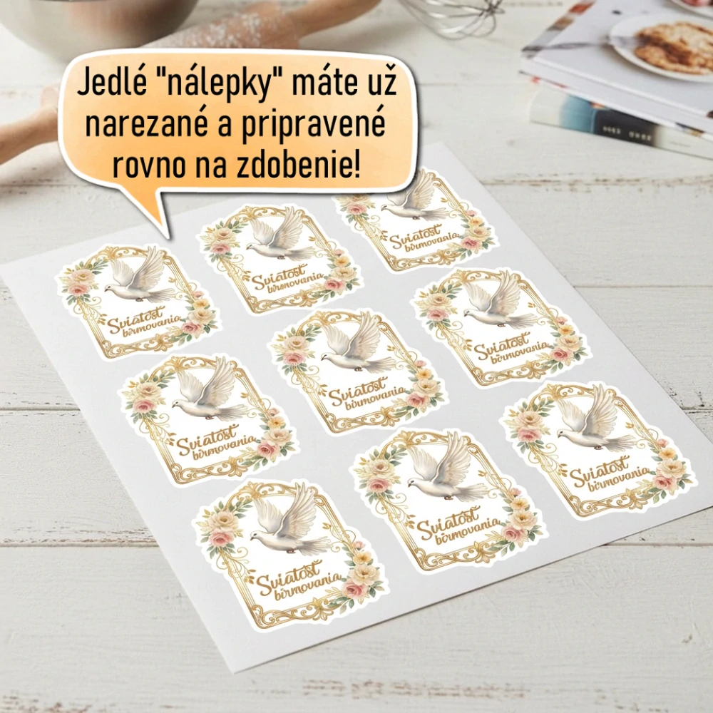 Fondánové nálepky s presným vykrajovačom - Birmovka B04