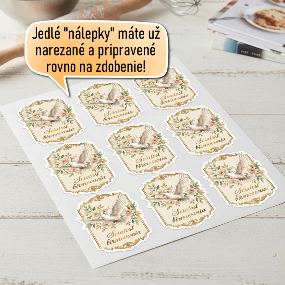 Fondánové nálepky s presným vykrajovačom - Birmovka B05