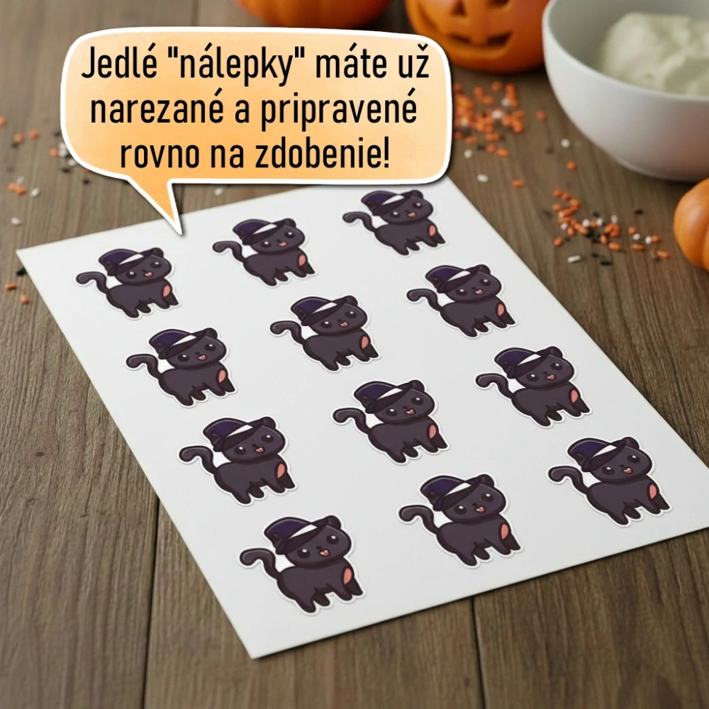 Fondánové nálepky s presným vykrajovačom H13 - Mačka