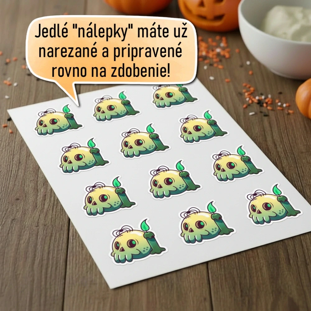 Fondánové nálepky s presným vykrajovačom H09 - Lebka typ 2