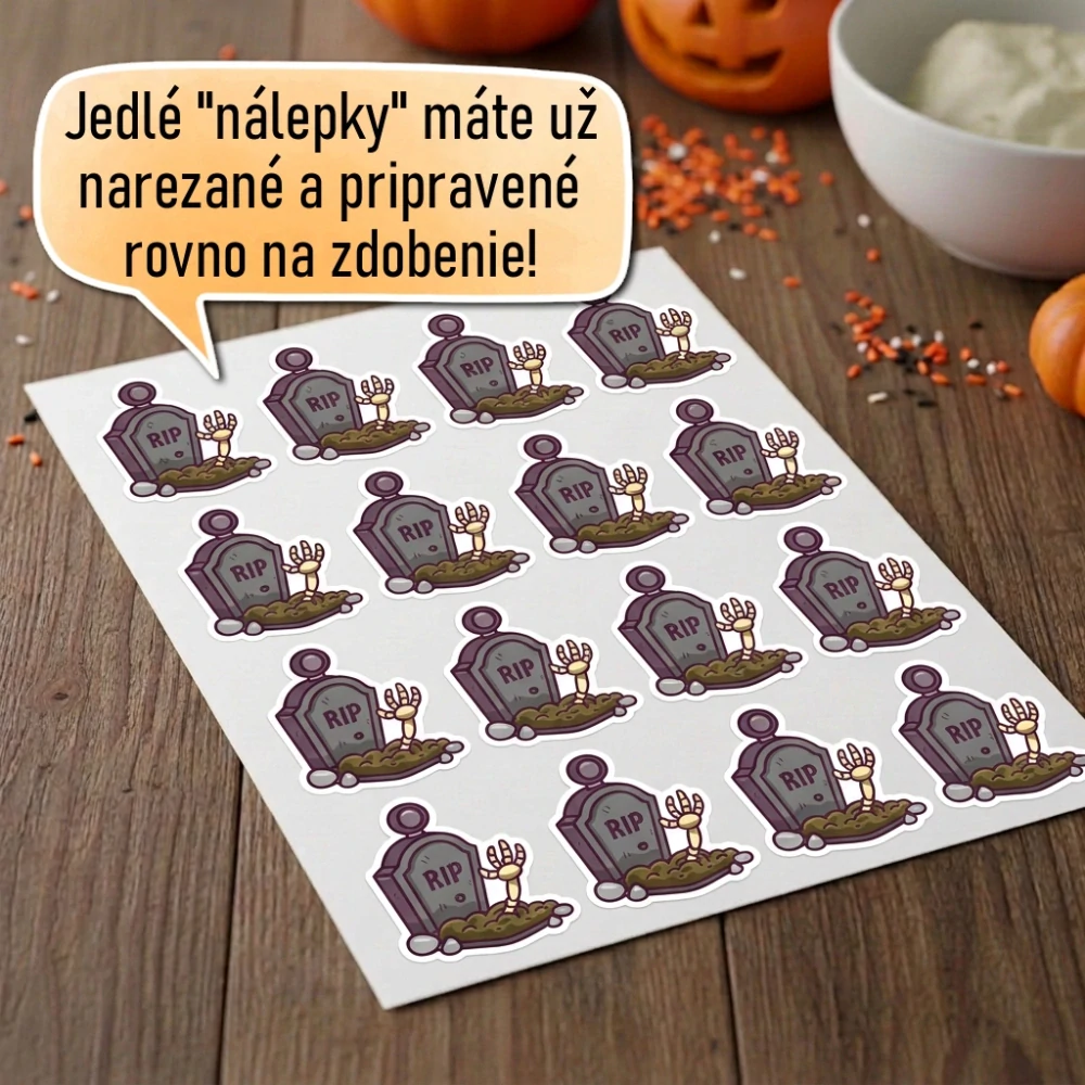Fondánové nálepky s presným vykrajovačom H05 - Hrob typ 2