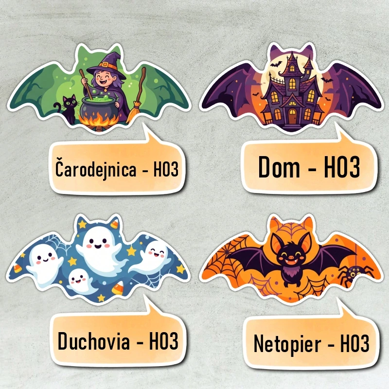 Fondánové nálepky s presným vykrajovačom - Halloween set H03