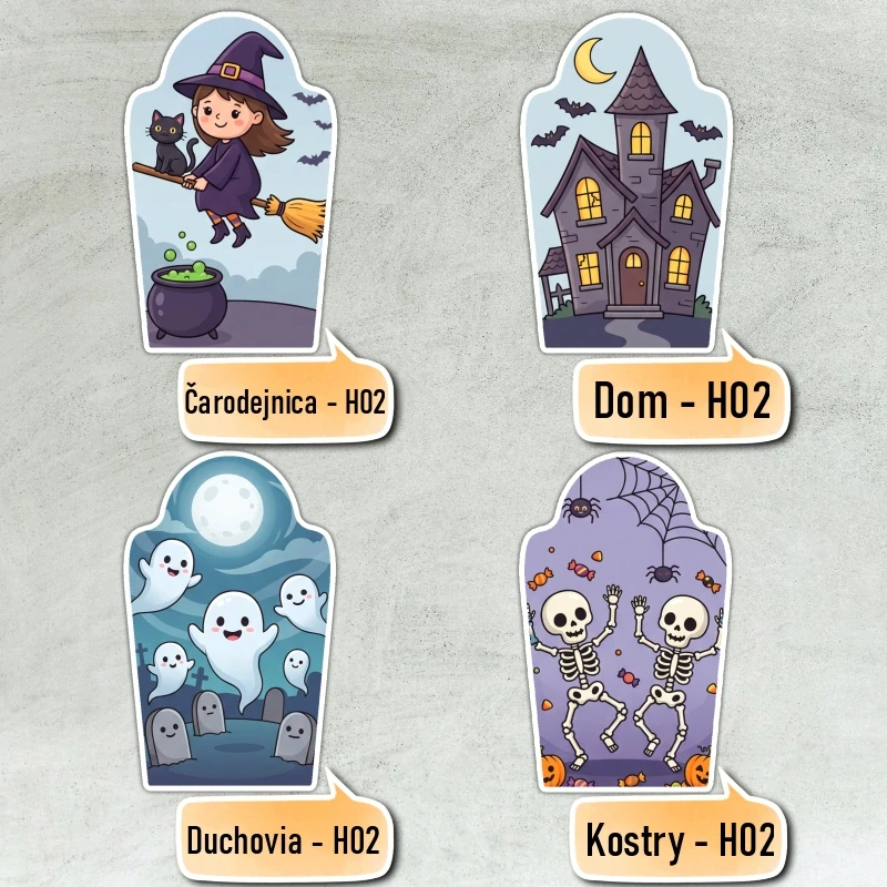 Fondánové nálepky s presným vykrajovačom - Halloween set H02