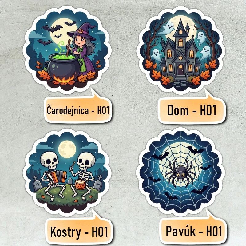 Fondánové nálepky s presným vykrajovačom - Halloween set H01
