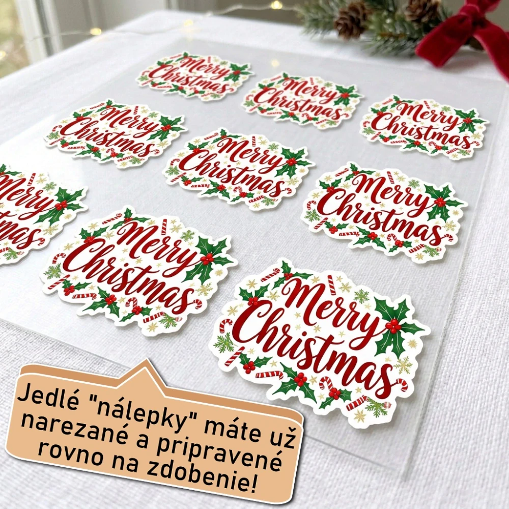 Fondánové nálepky s presným vykrajovačom S54 - Merry Christmas