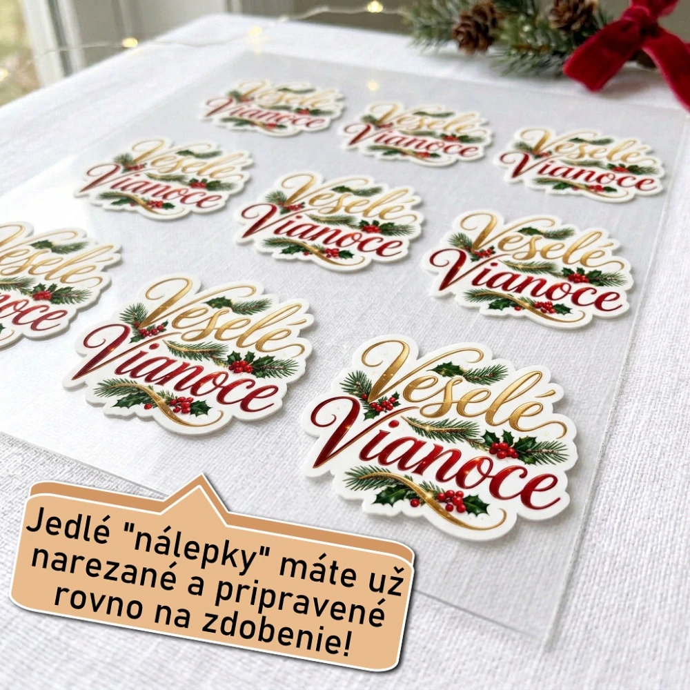 Fondánové nálepky s presným vykrajovačom S53 - Veselé Vianoce typ 3
