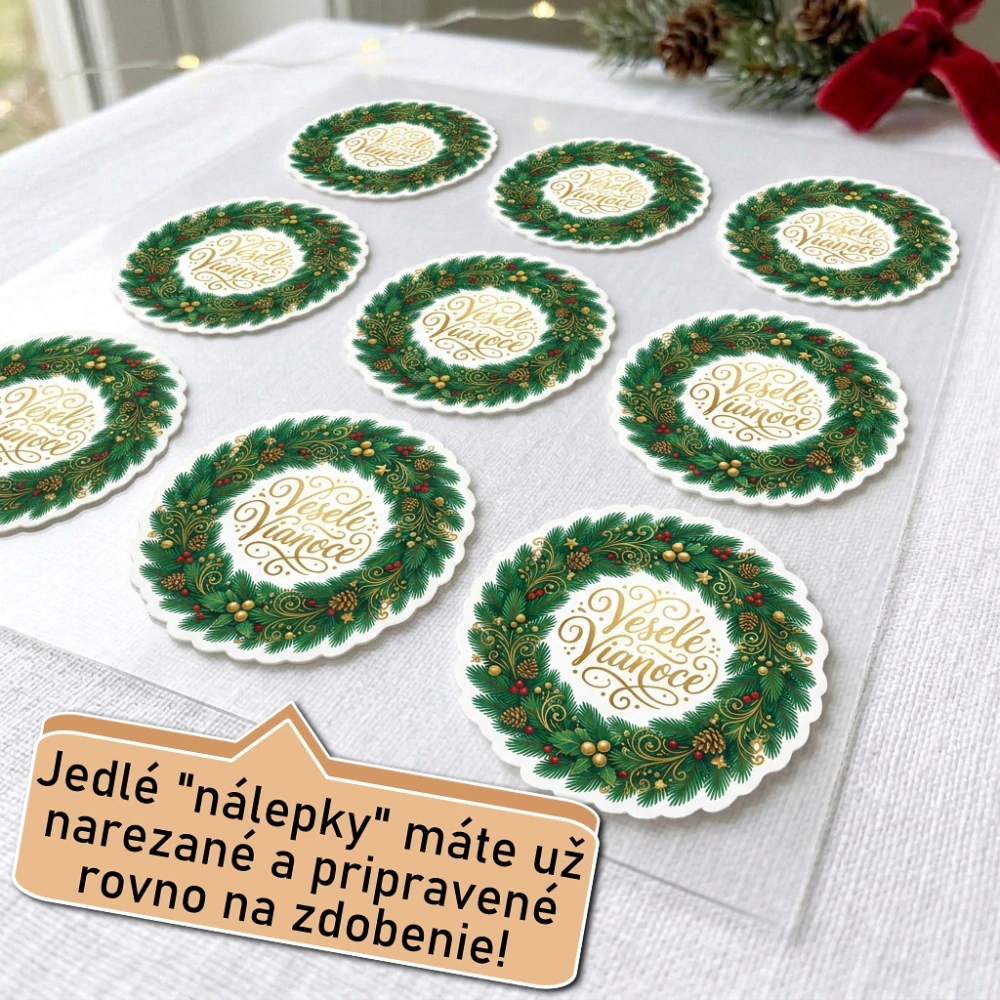 Fondánové nálepky s presným vykrajovačom S52 - Veselé Vianoce typ 2