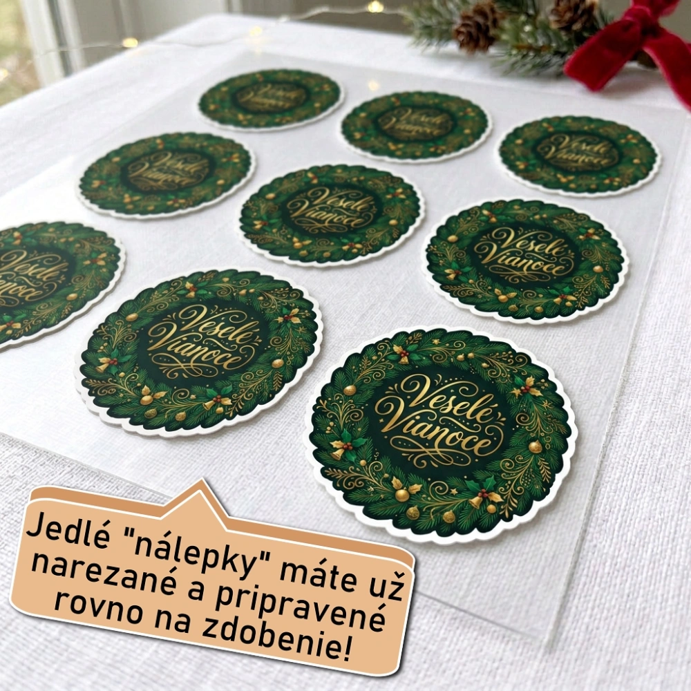 Fondánové nálepky s presným vykrajovačom S51 - Veselé Vianoce typ 1
