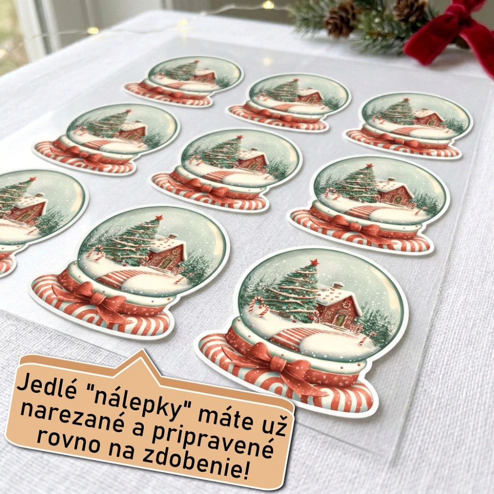 Fondánové nálepky s presným vykrajovačom S46 - Snehová guľa typ 1
