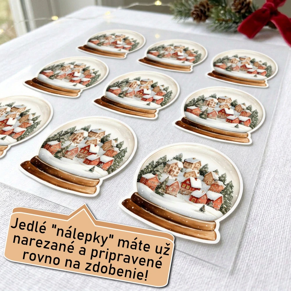 Fondánové nálepky s presným vykrajovačom S45 - Snehová guľa typ 2