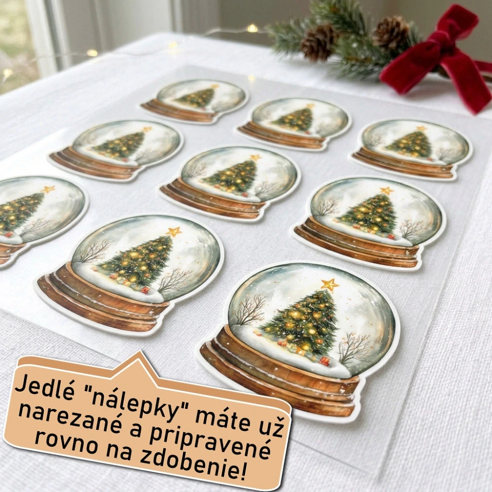 Fondánové nálepky s presným vykrajovačom S44 - Snehová guľa typ 3