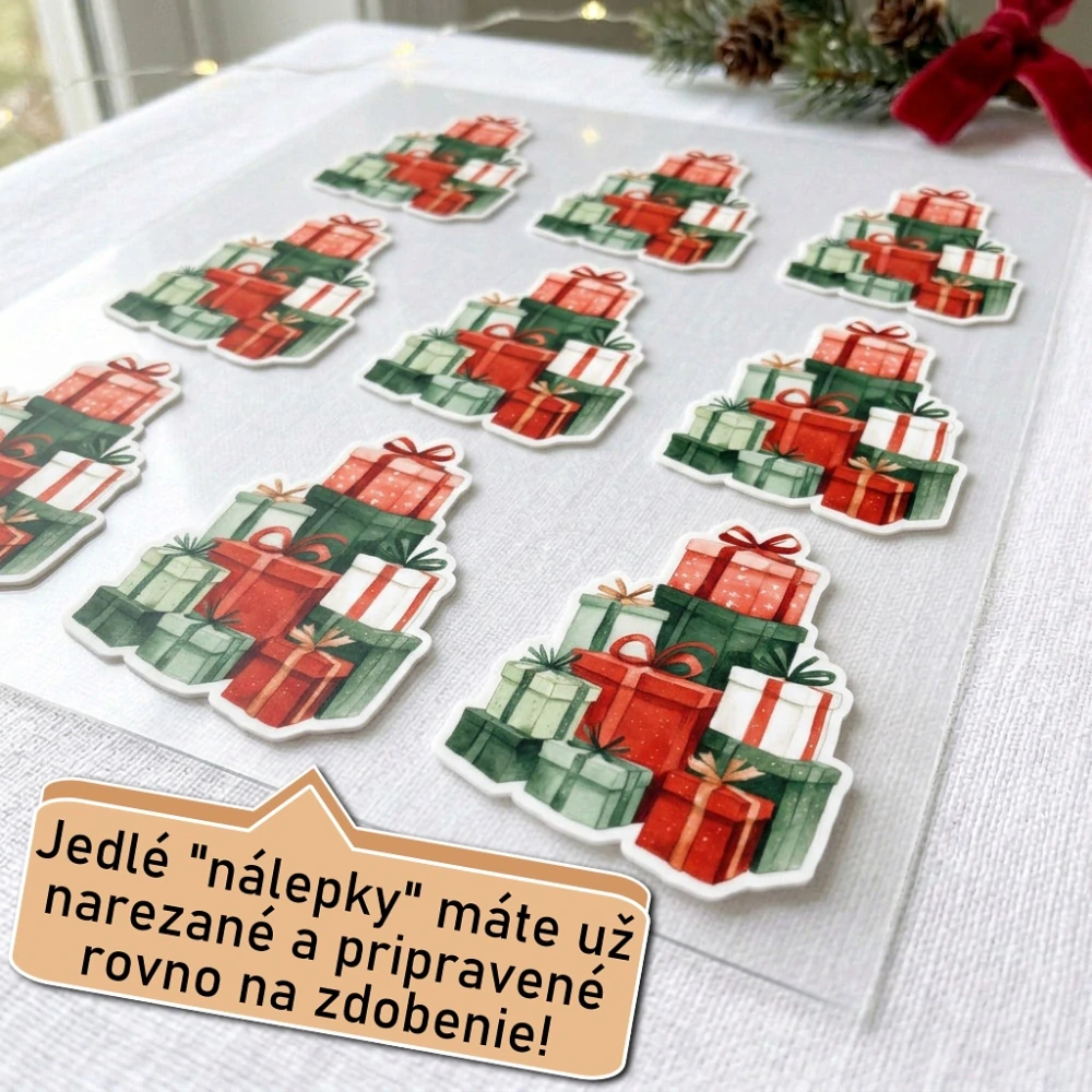 Fondánové nálepky s presným vykrajovačom S42 - Darčeky