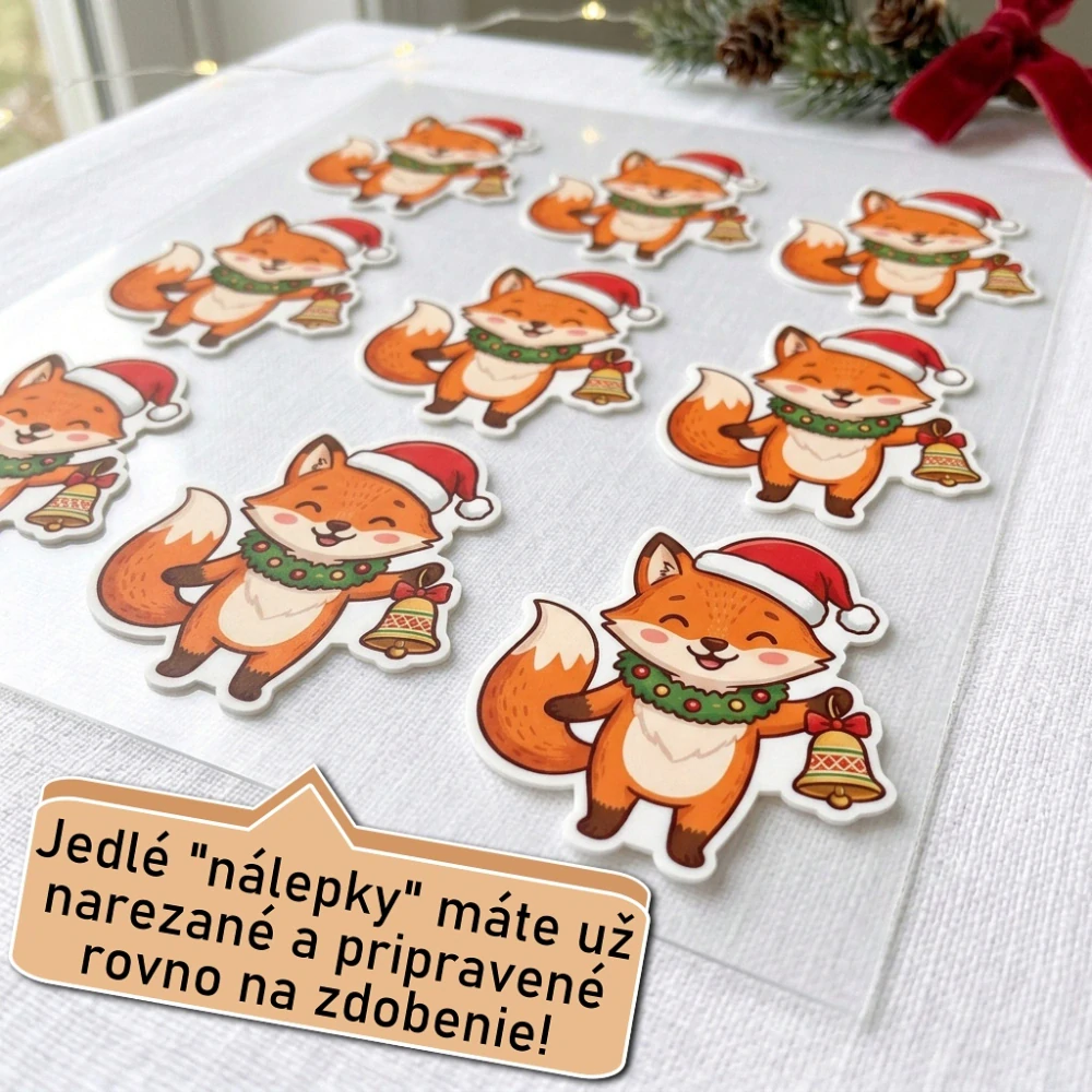 Fondánové nálepky s presným vykrajovačom S39 - Líška a zvonček