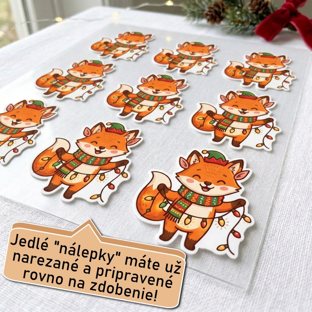 Fondánové nálepky s presným vykrajovačom S38 - Líška a svetielka