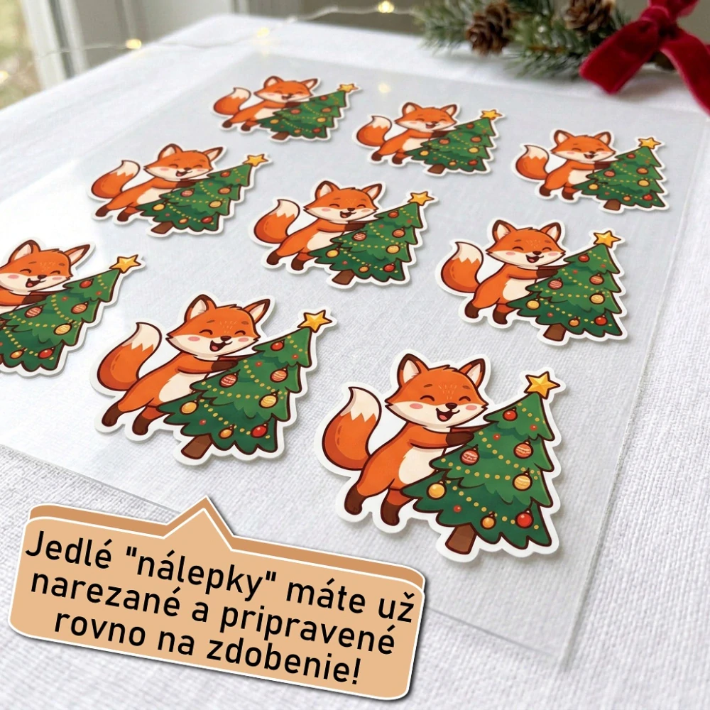 Fondánové nálepky s presným vykrajovačom S36 - Líška a stromček