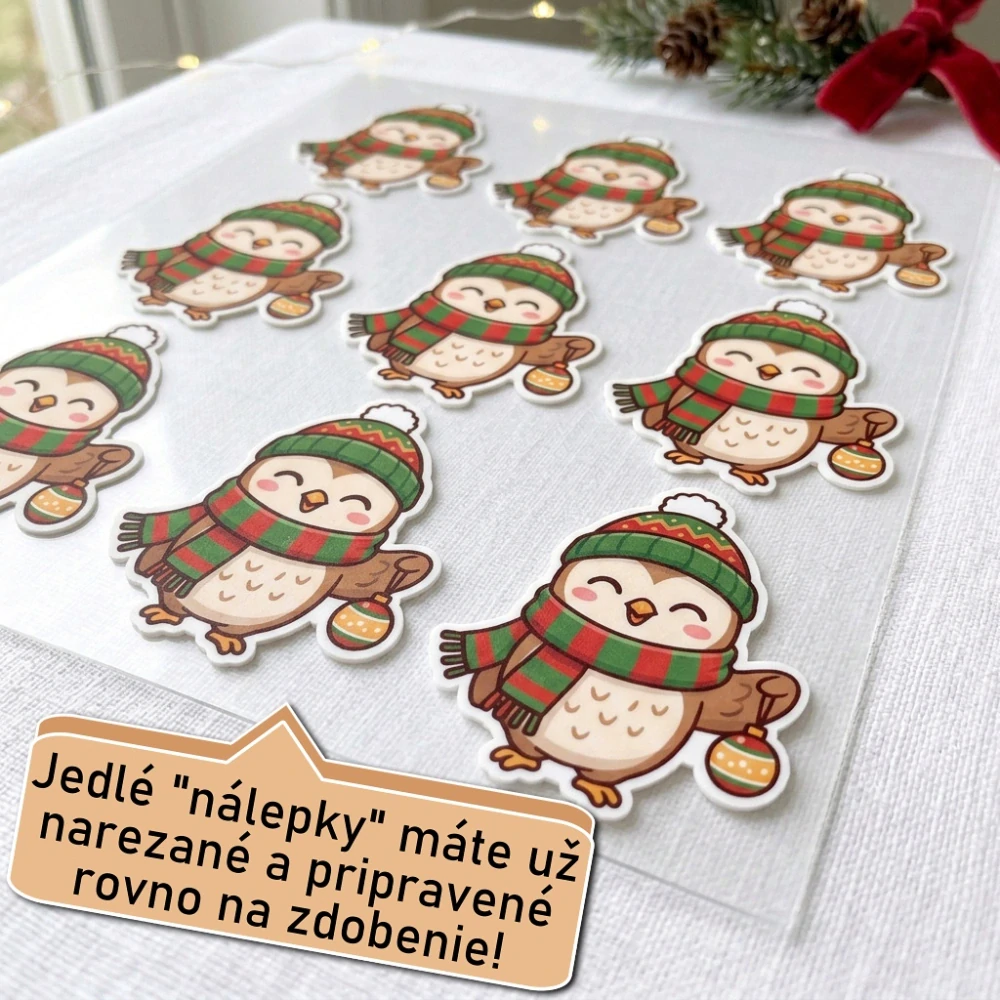 Fondánové nálepky s presným vykrajovačom S31 - Sovička s guľou
