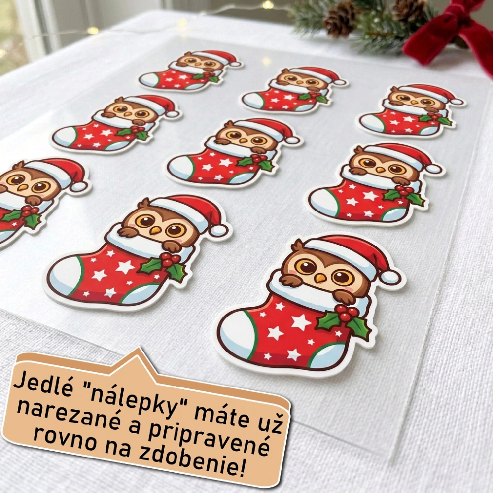 Fondánové nálepky s presným vykrajovačom S29 - Sovička v ponožke