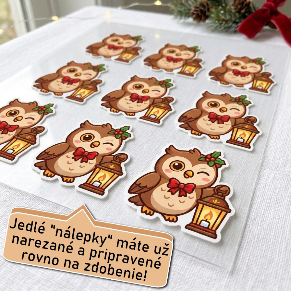 Fondánové nálepky s presným vykrajovačom S28 - Sovička a lampášik