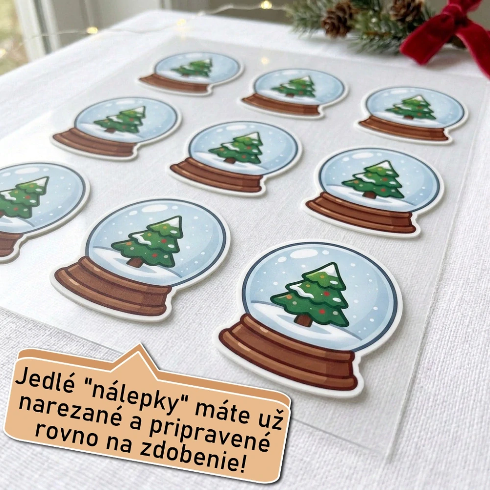 Fondánové nálepky s presným vykrajovačom S17 - Snehová guľa typ 4