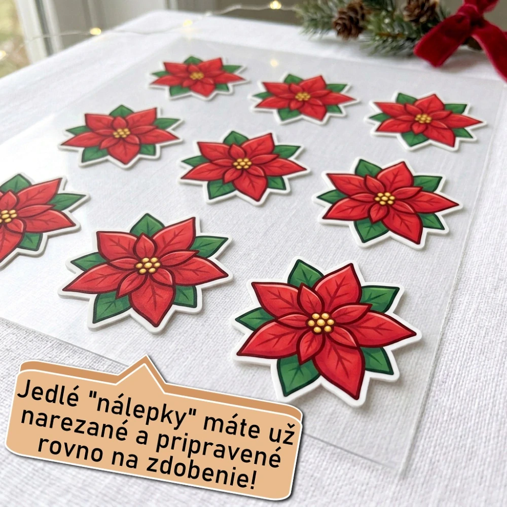 Fondánové nálepky s presným vykrajovačom S14 - Vianočná ruža