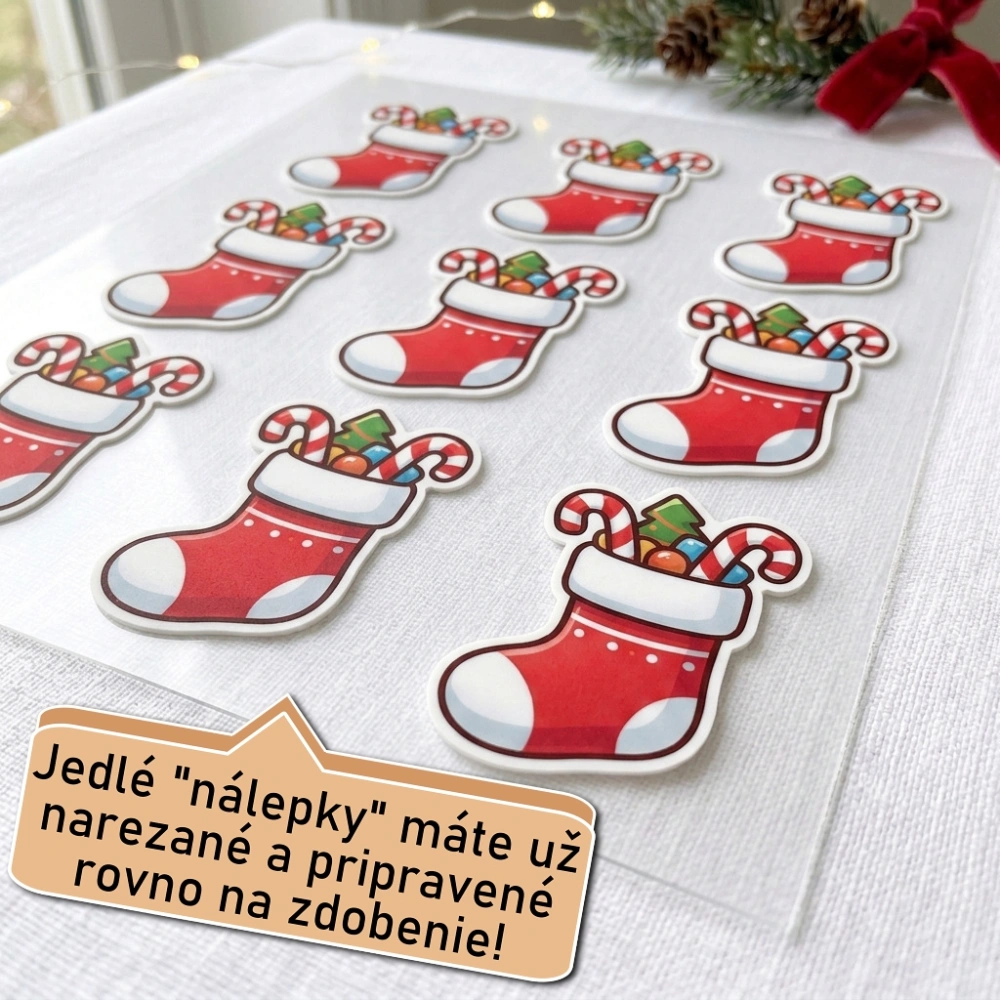 Fondánové nálepky s presným vykrajovačom S11 - Vianočná ponožka