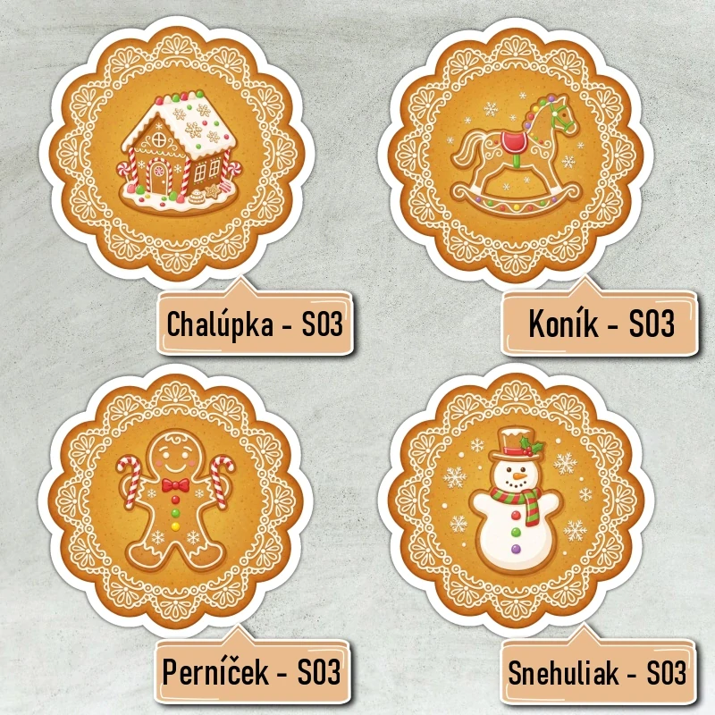 Fondánové nálepky s presným vykrajovačom - Vianoce set S03