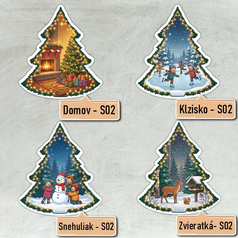 Fondánové nálepky s presným vykrajovačom - Vianoce set S02