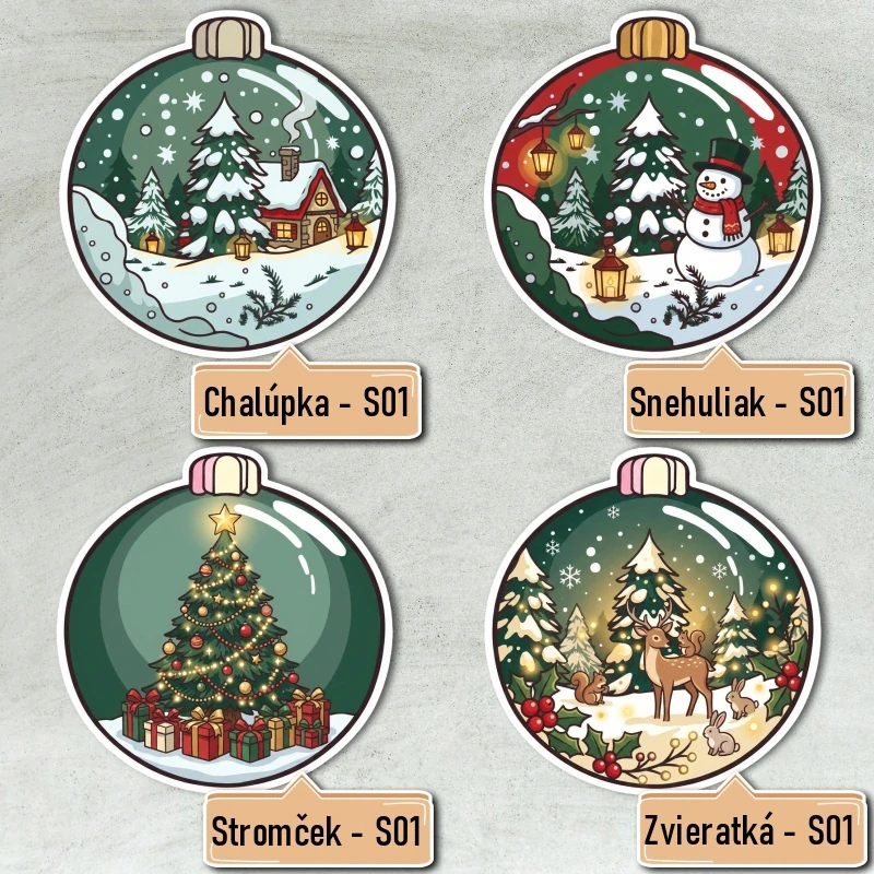 Fondánové nálepky s presným vykrajovačom - Vianoce set S01